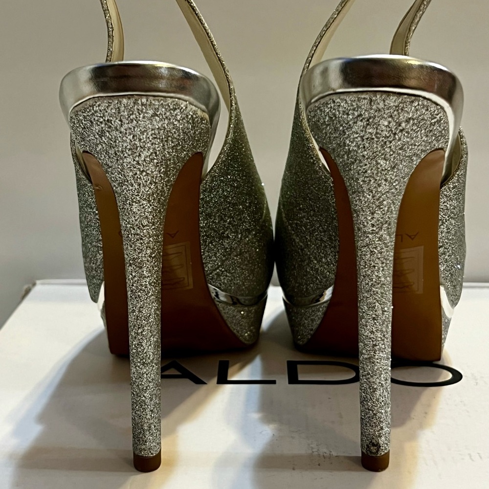 Silver Glittered Platform Heel - image 8